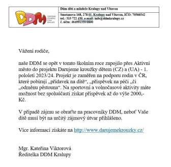 Darujeme kroužky dětem